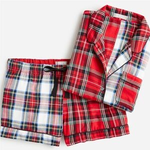 J.crew 2X Long-sleeve flannel pajama short set cocktail plaid lightweight cozy